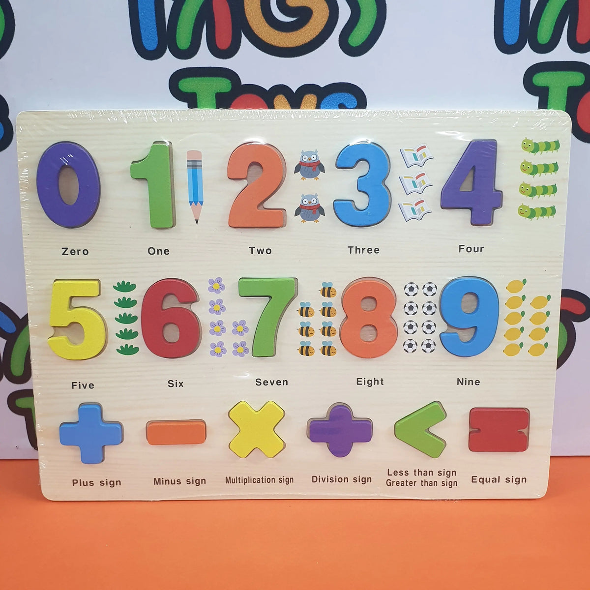 Wooden 3D 0-9 Numbers & Signs Sorting Board – MGT Toys