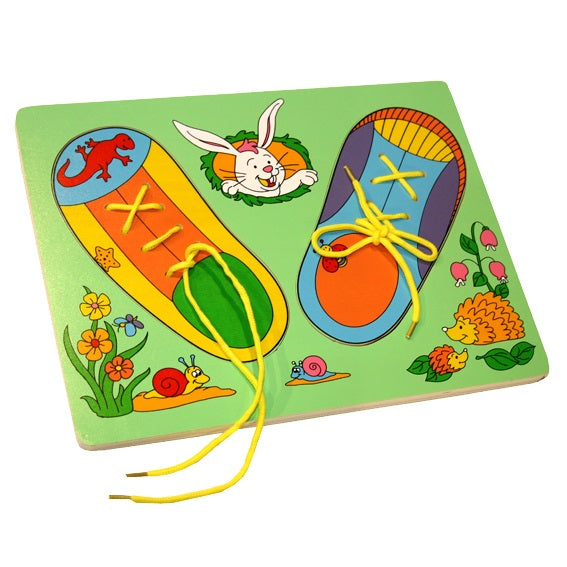 thumbnail image 2 of Shoe Tie Practice For Kids 2-Pack Wooden Shoelace Practice Boards - Toddler Learning Toys For Fine Motor Skills Shoe Tying Training Board 2 of 10