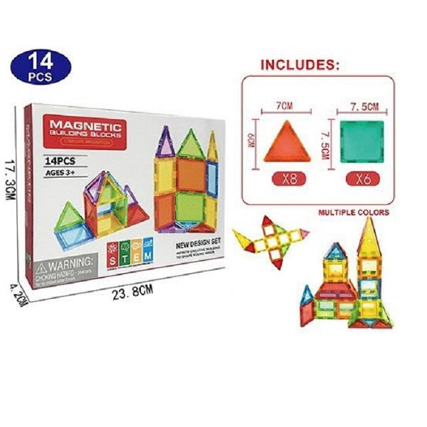 Multicolours Tile Magnetic 3D Building Blocks 14 pcs