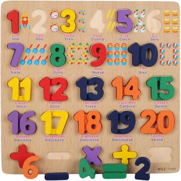 Wooden 3d Colorful Numbers Square Sorting Board