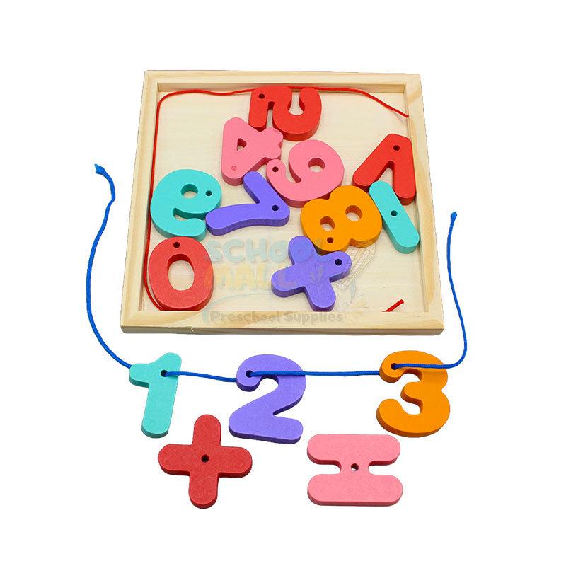 Wooden 3D Alphabet & Numbers Lacing Activity Tray