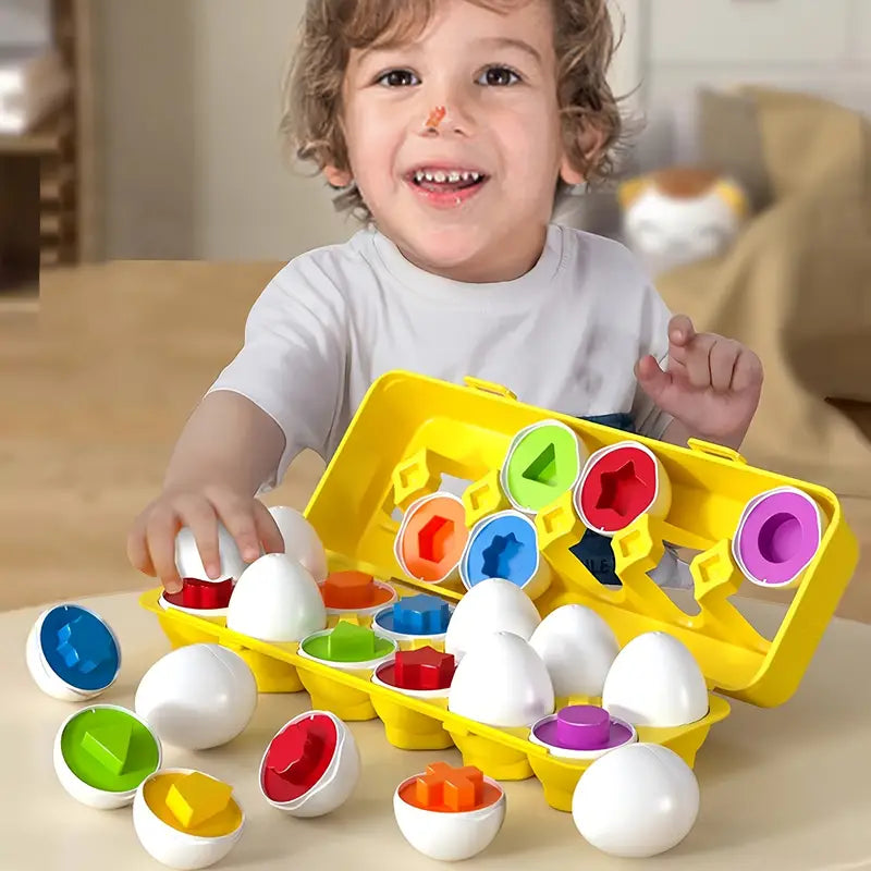 Matching Colors & Shapes Smart 12 Eggs Tray Set