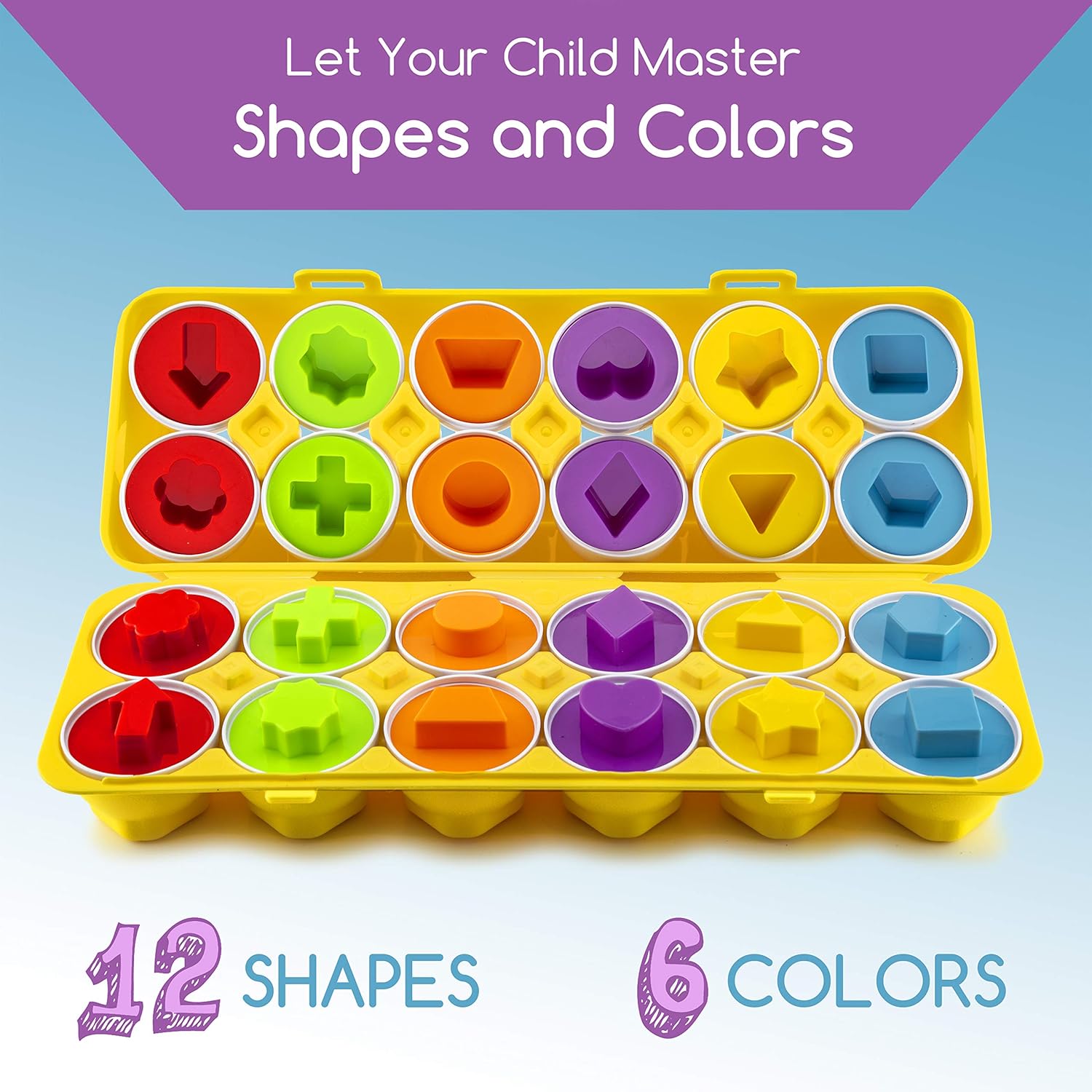 Matching Colors & Shapes Smart 12 Eggs Tray Set