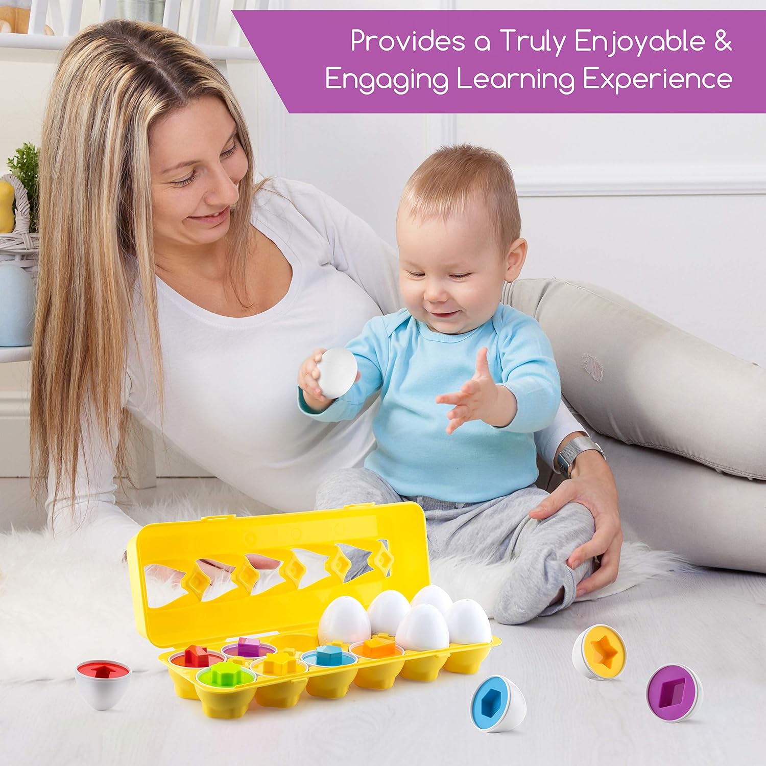 Matching Colors & Shapes Smart 12 Eggs Tray Set