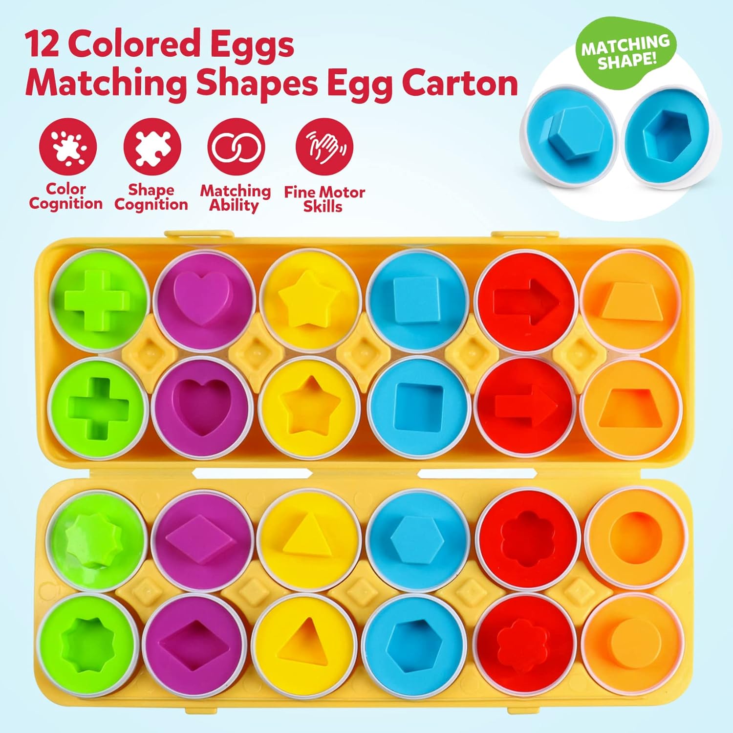 Matching Colors & Shapes Smart 12 Eggs Tray Set