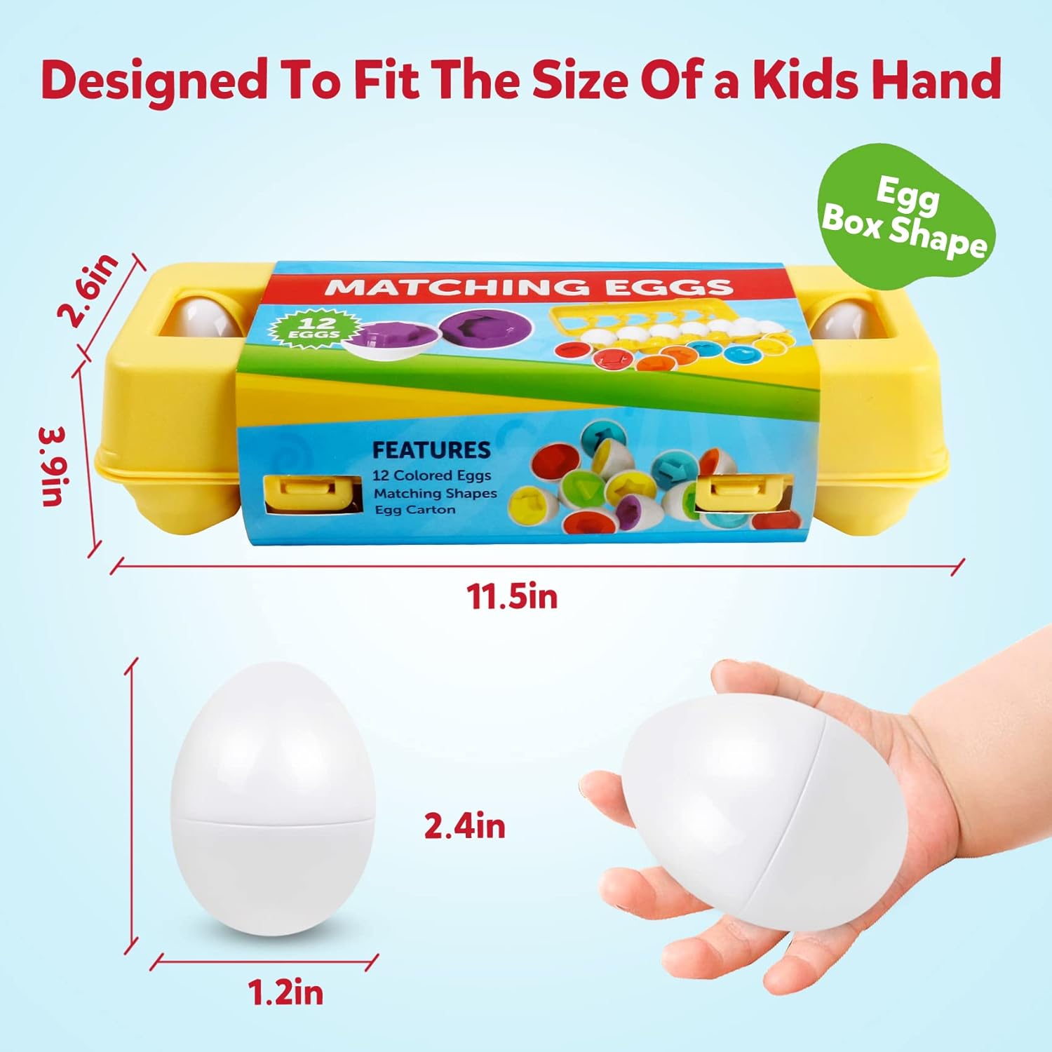 Matching Colors & Shapes Smart 12 Eggs Tray Set