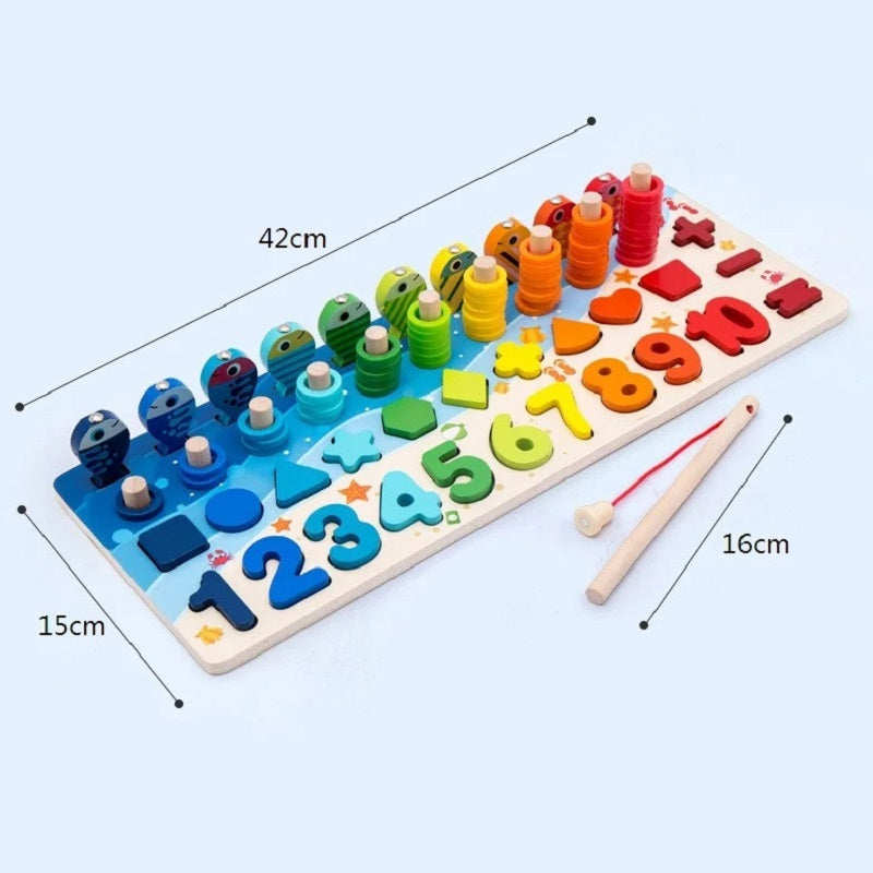 Wooden Logarithm 6in1 Sorting Activity Montessori Board