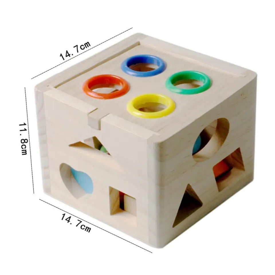 Wooden Intelligence Shapes Sorting Box With Hammer Pounding