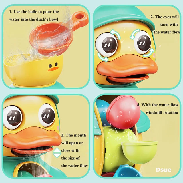 Cute Shower Water Wheel Bath Activity Duck Toy