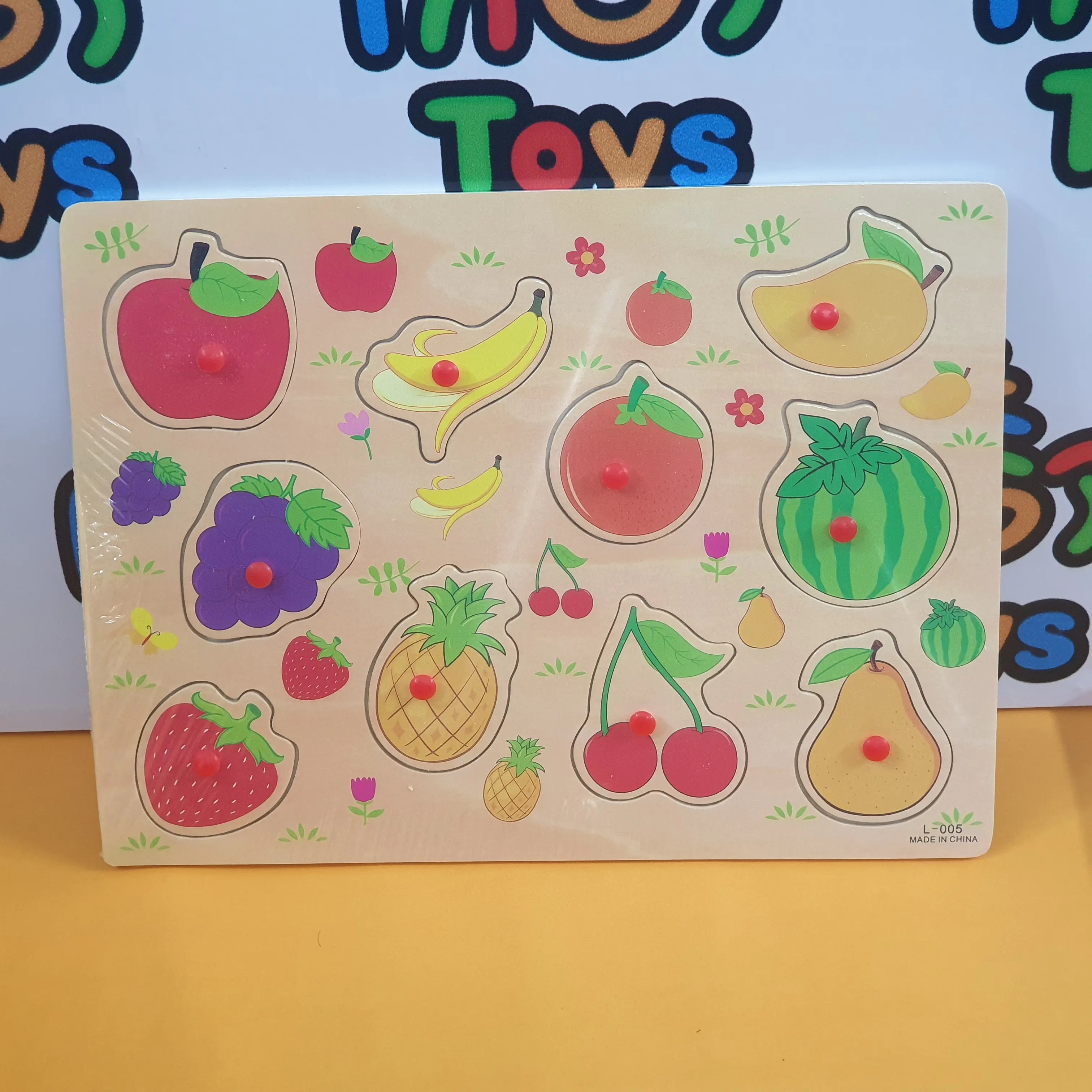 Wooden Multicolor Fruits Peg Puzzle Pin Board