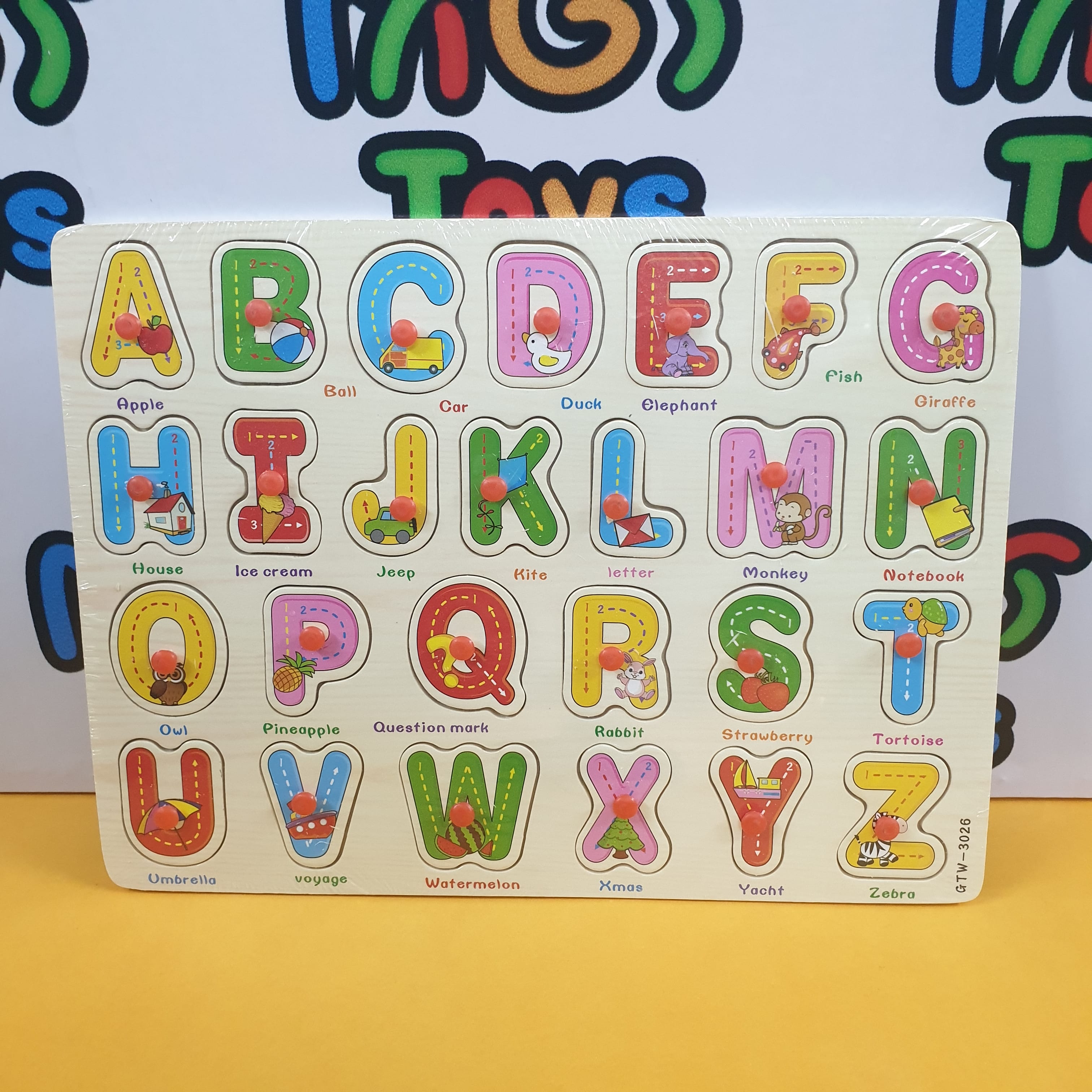 Wooden Capital Alphabets Tracing Peg Puzzle Pin Board