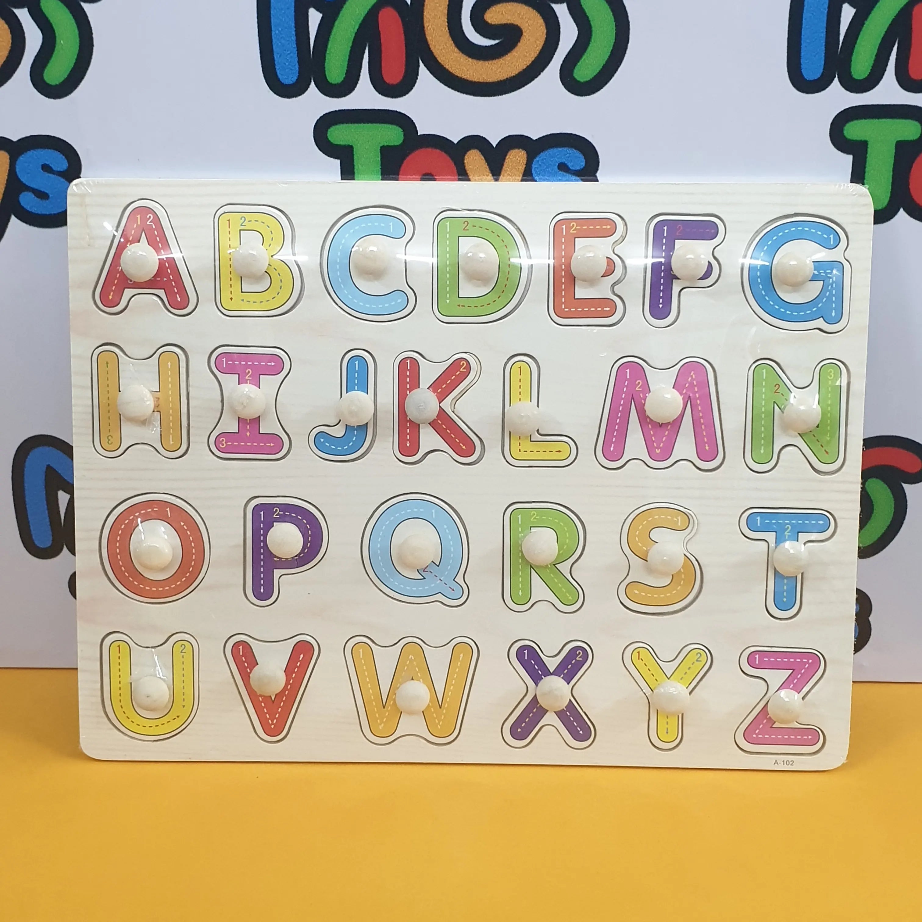 Wooden Capital Alphabets With Tracing Peg Puzzle Knob Board