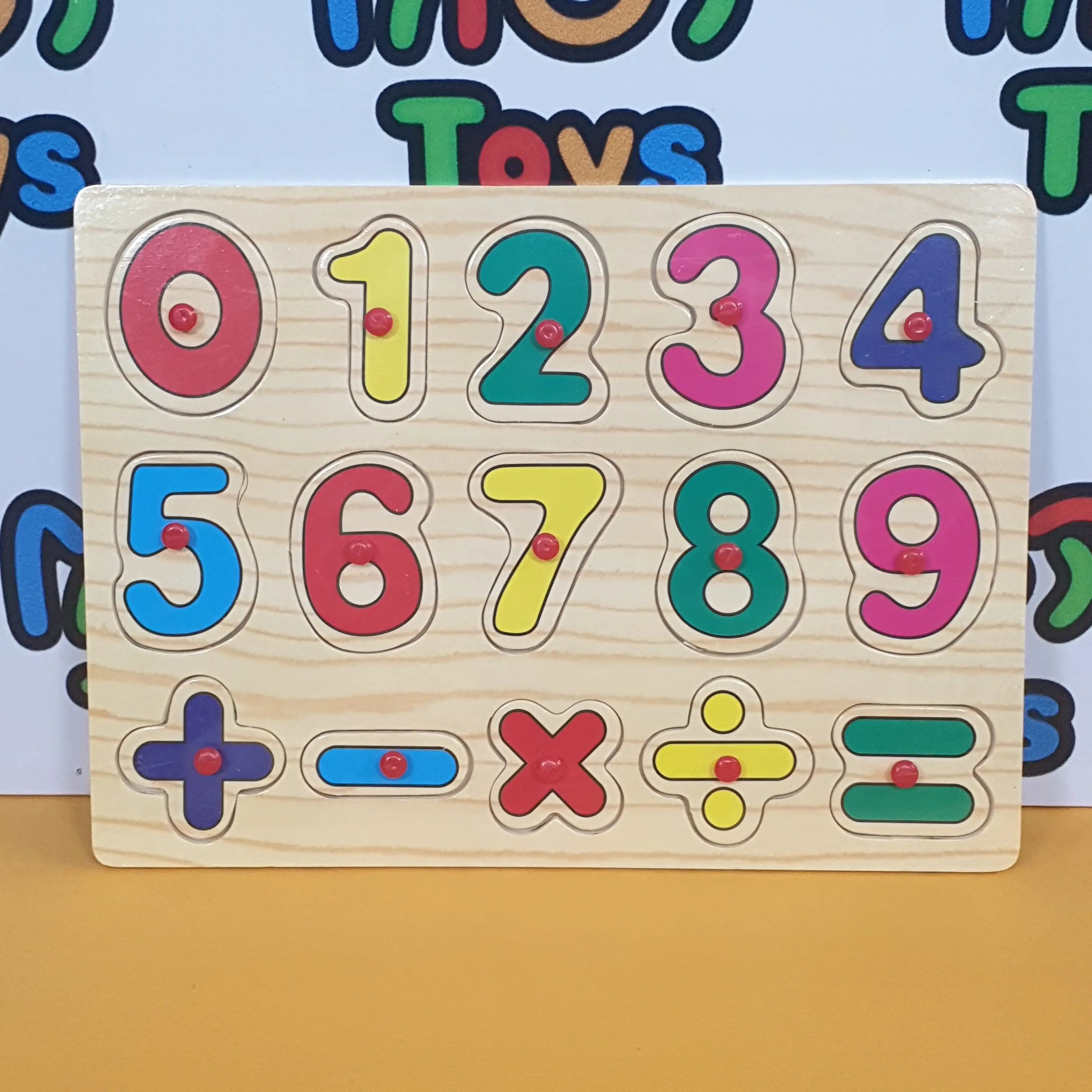 Wooden 0-9 Numbers & Signs Peg Puzzle Pin Board