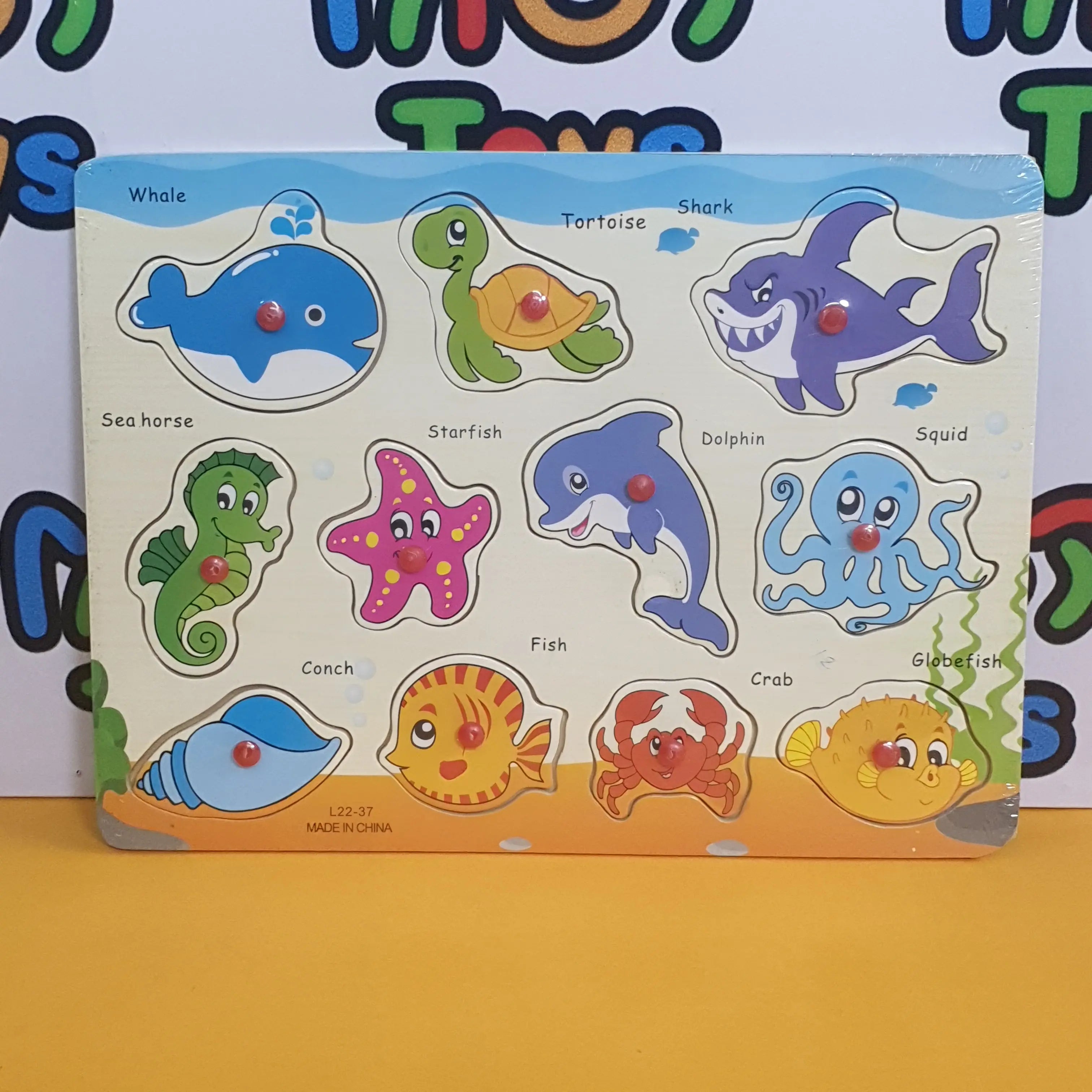 Wooden Sea Animals Peg Puzzle Pin Board