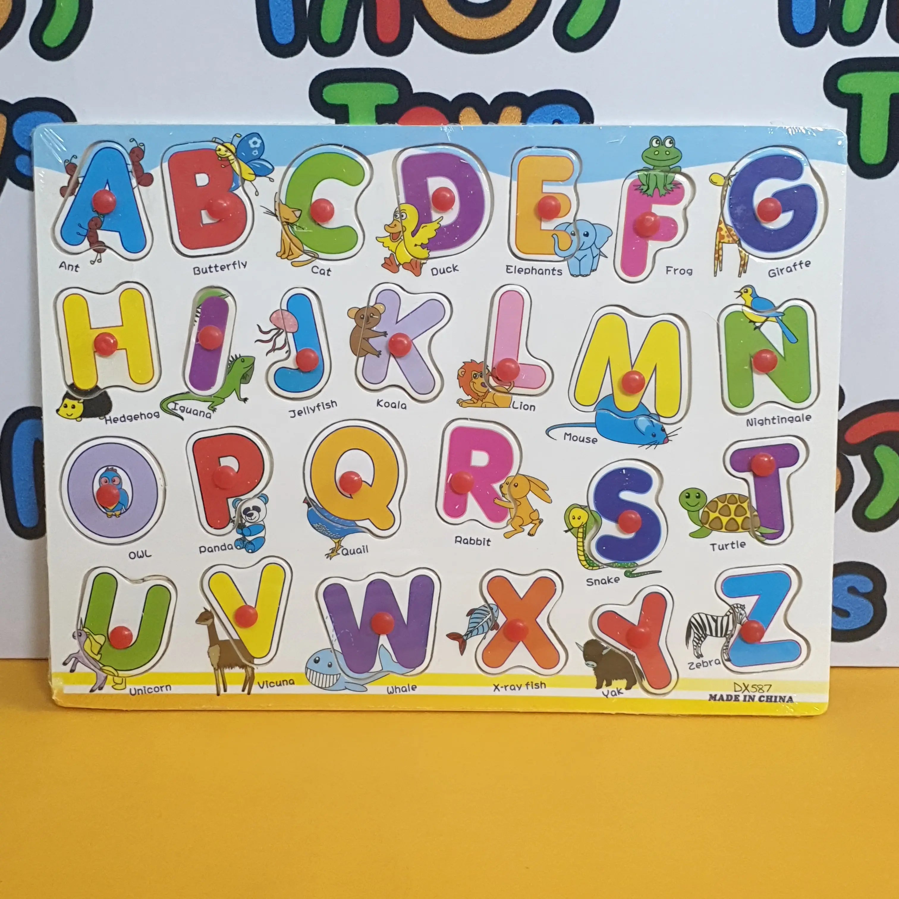 Wooden Capital Alphabets Peg Puzzle Pin Board