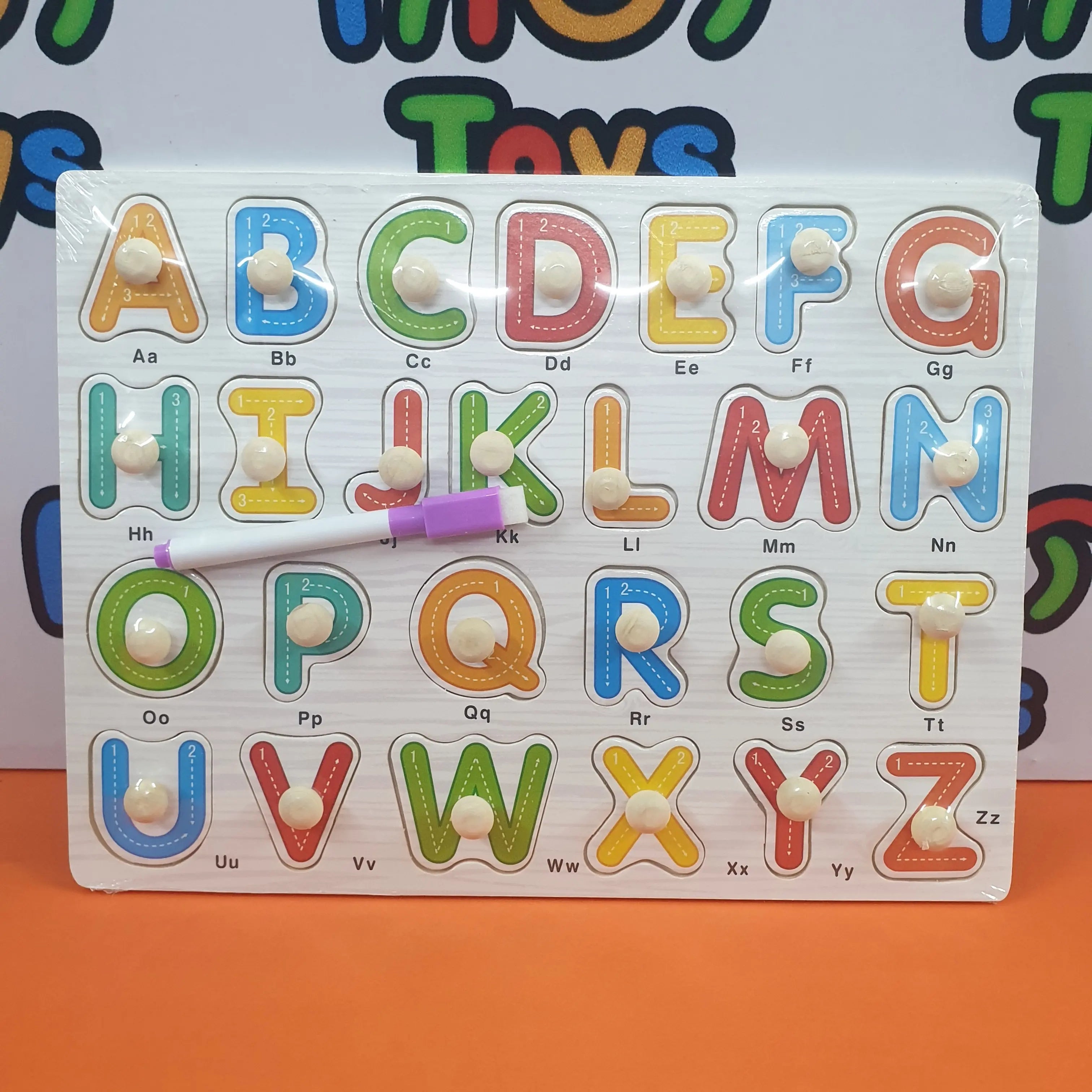 Wooden 2in1 Capital Alphabets Knob Sorting & Drawing Board