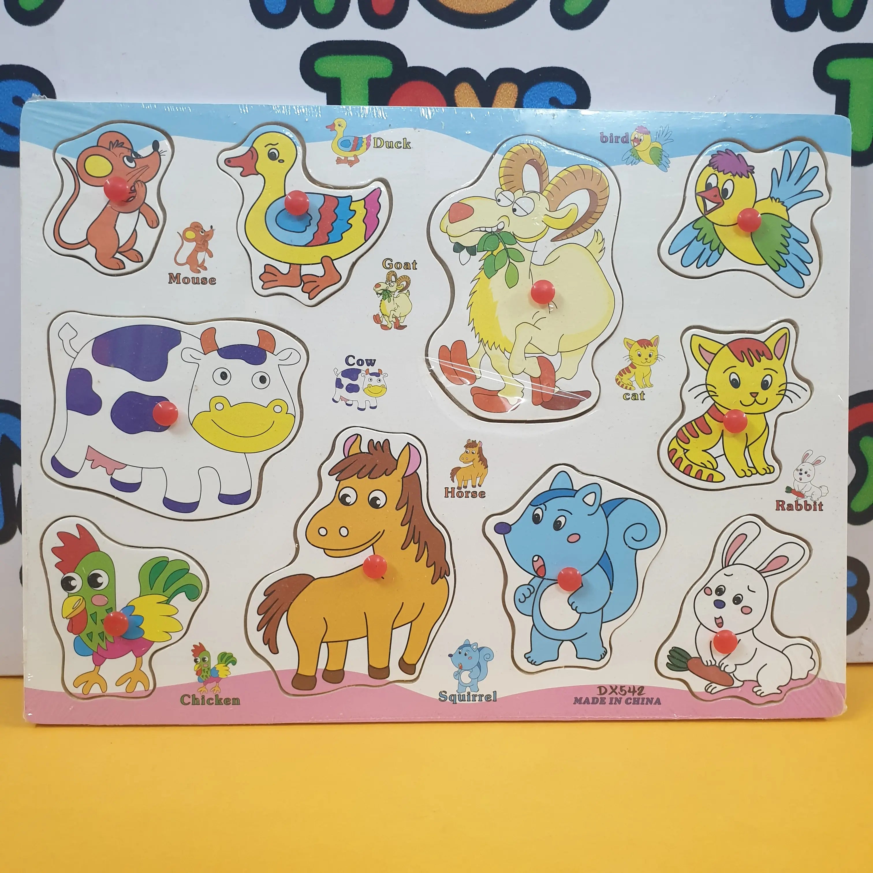 Wooden Farm Animals Peg Puzzle Pin Board