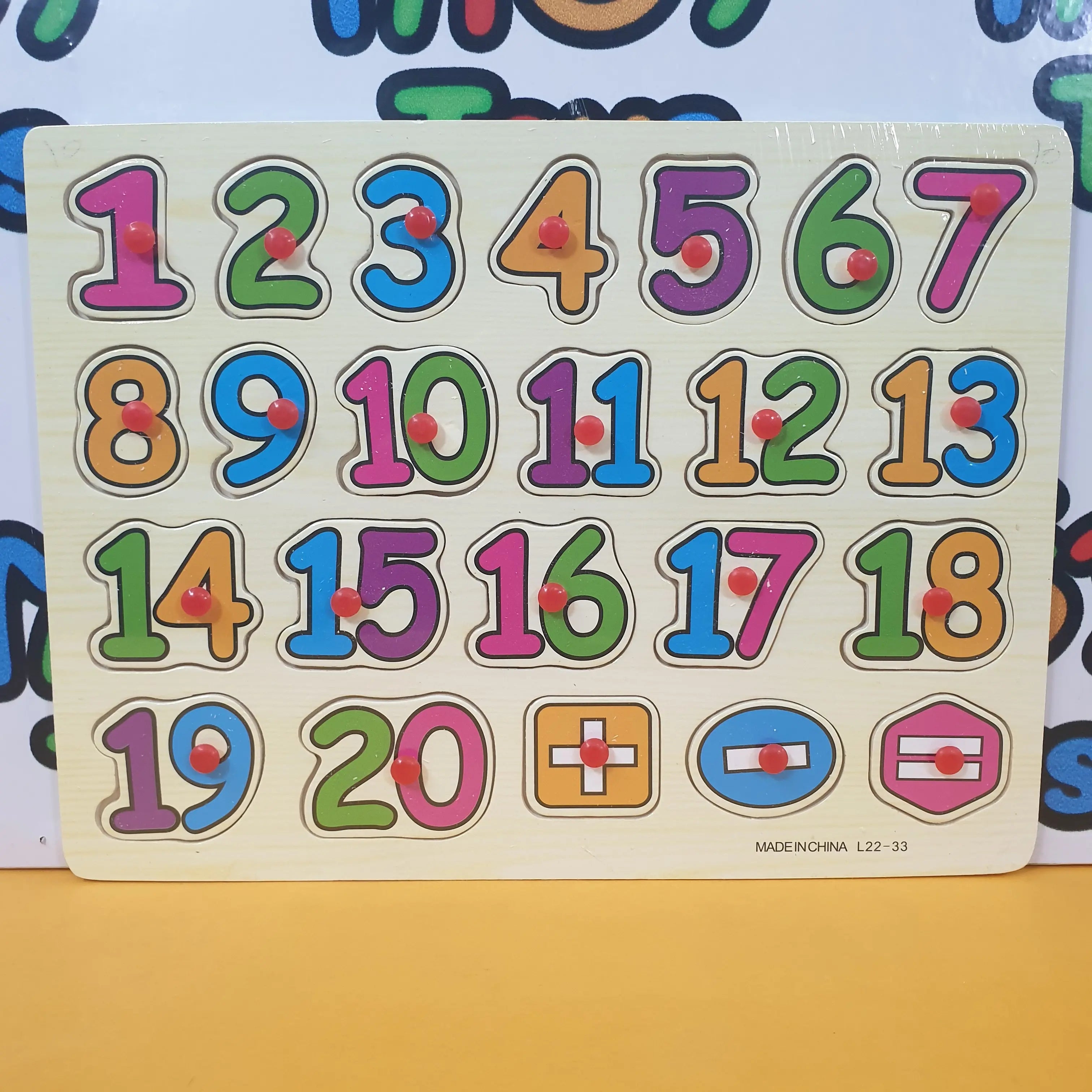 Wooden 1-20 Numbers With Math Signs Peg Puzzle Pin Board