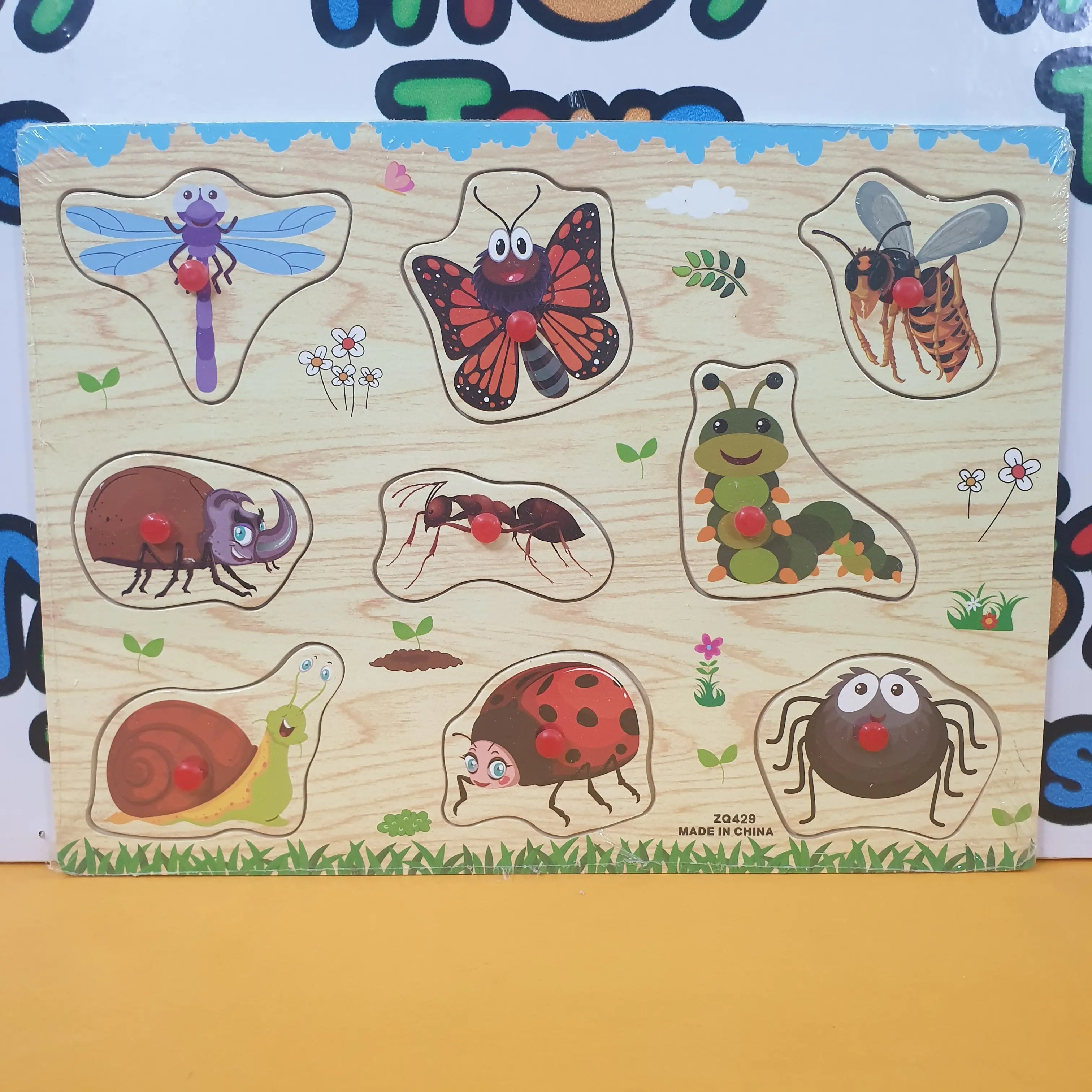 Wooden Insects Peg Puzzle Pin Board