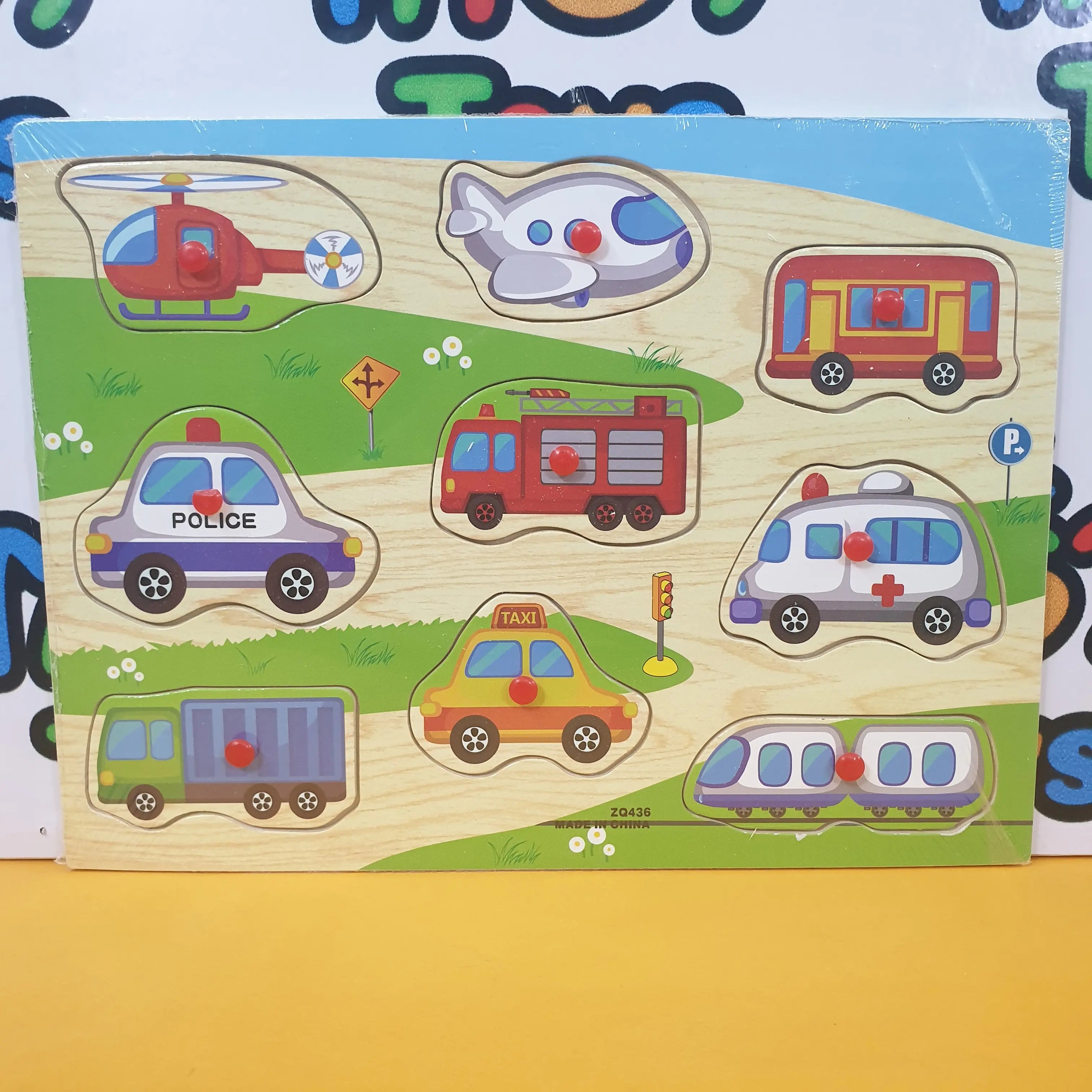 Wooden Transport Peg Puzzle Pin Board