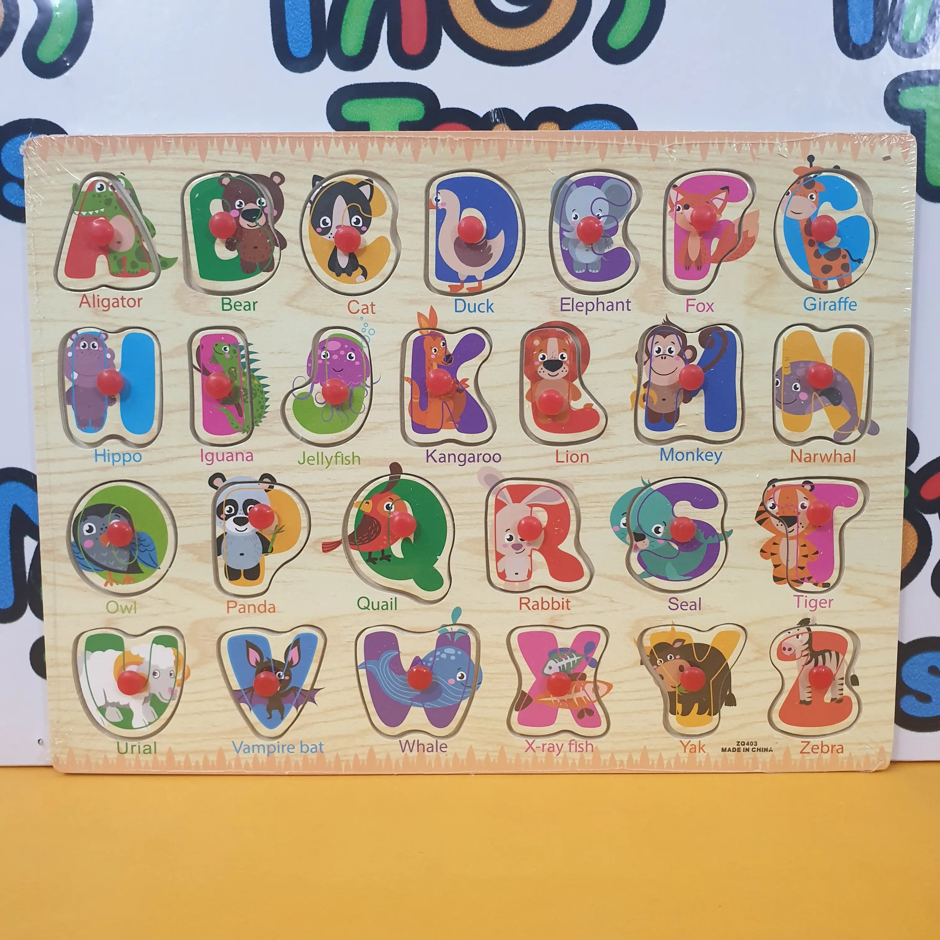 Wooden Capital Alphabet With Matching Object Peg Puzzle Pin Board