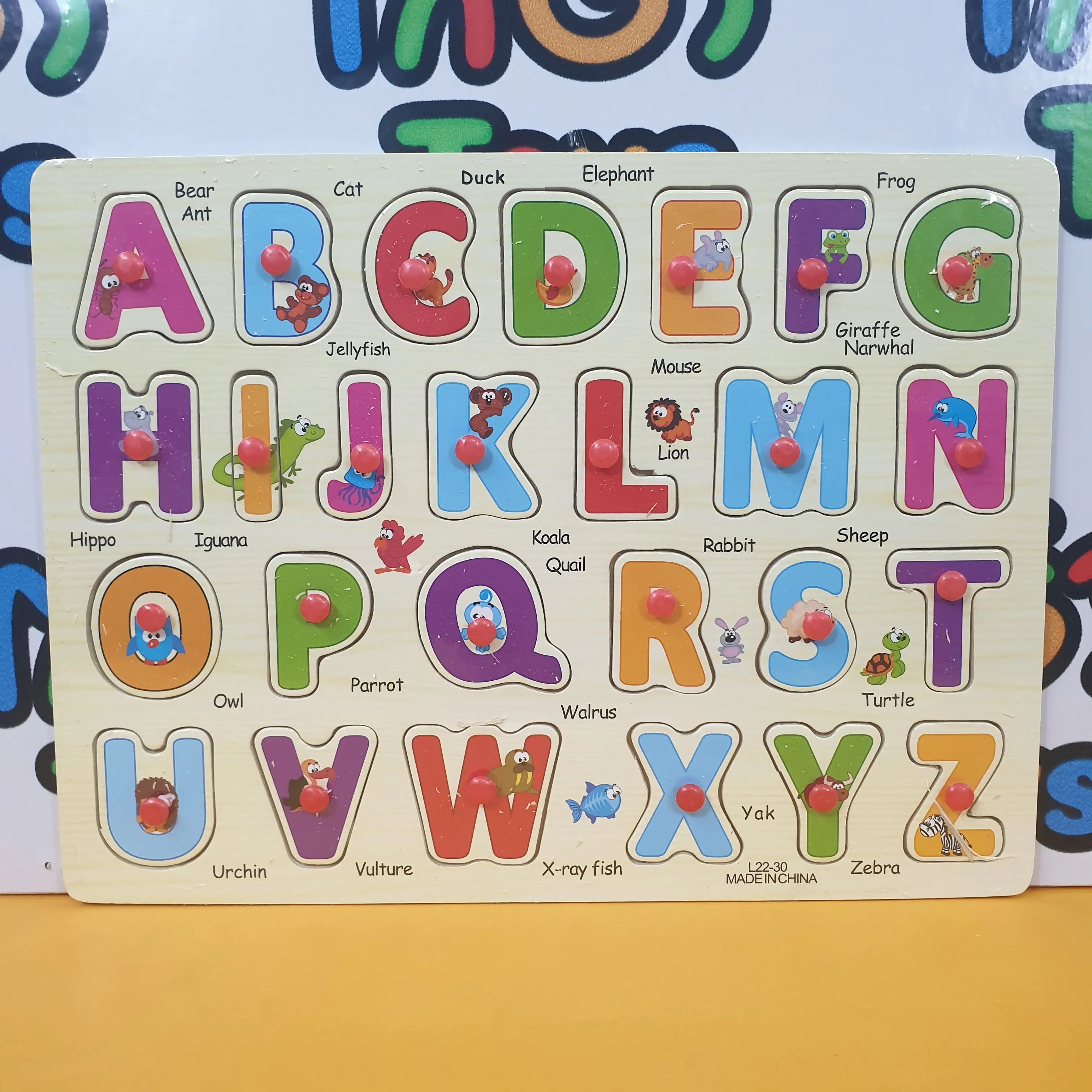 Wooden Capital English Alphabet Peg Puzzle Pin Board