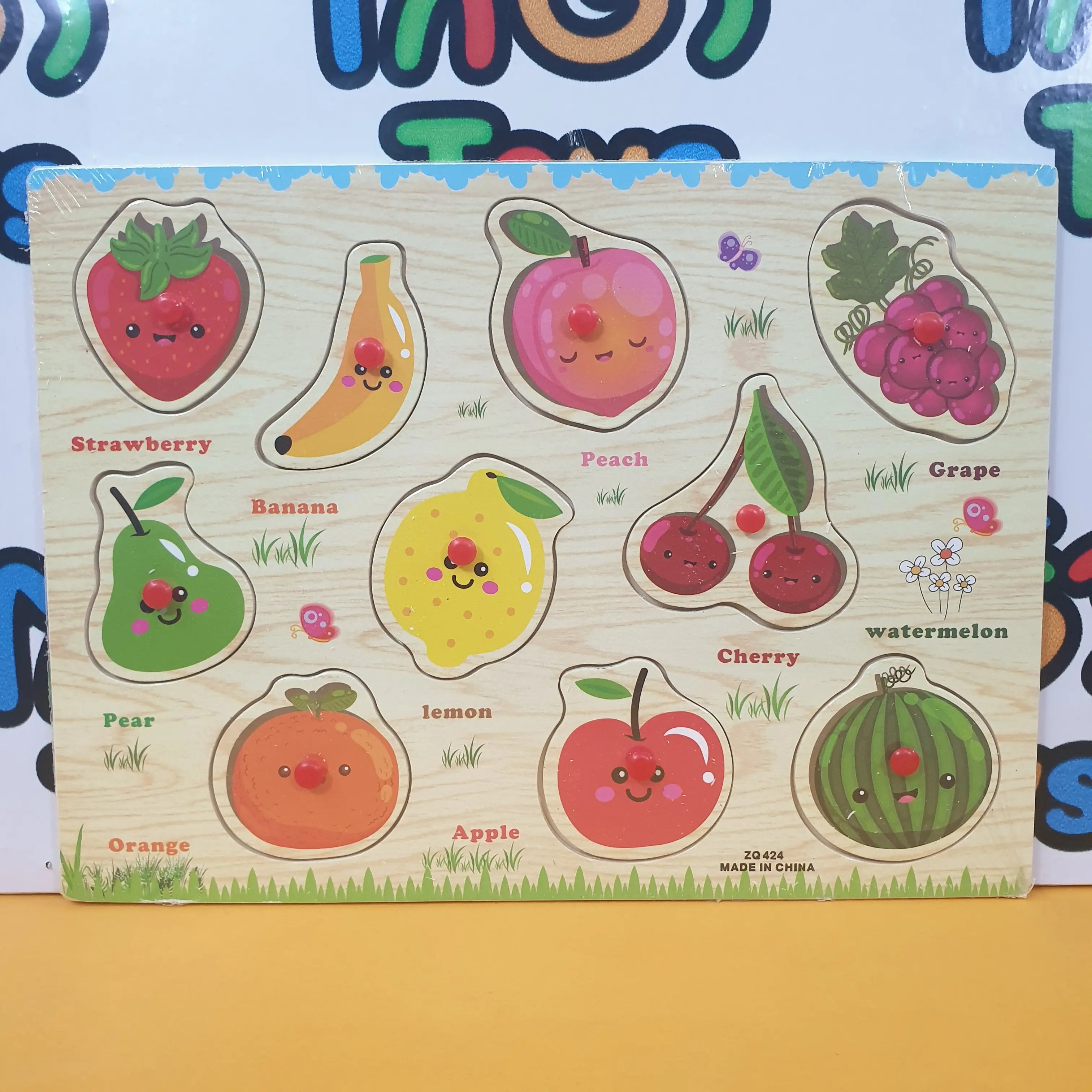 Wooden Fruits Peg Puzzle Pin Board