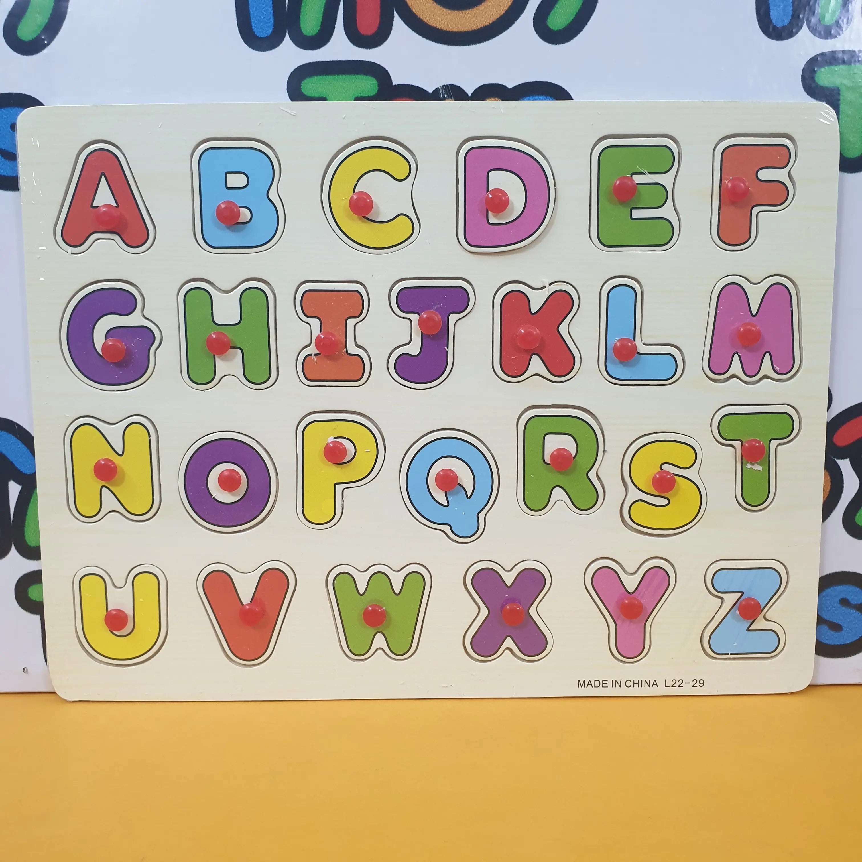 Wooden English Capital Alphabet Peg Puzzle Pin Board