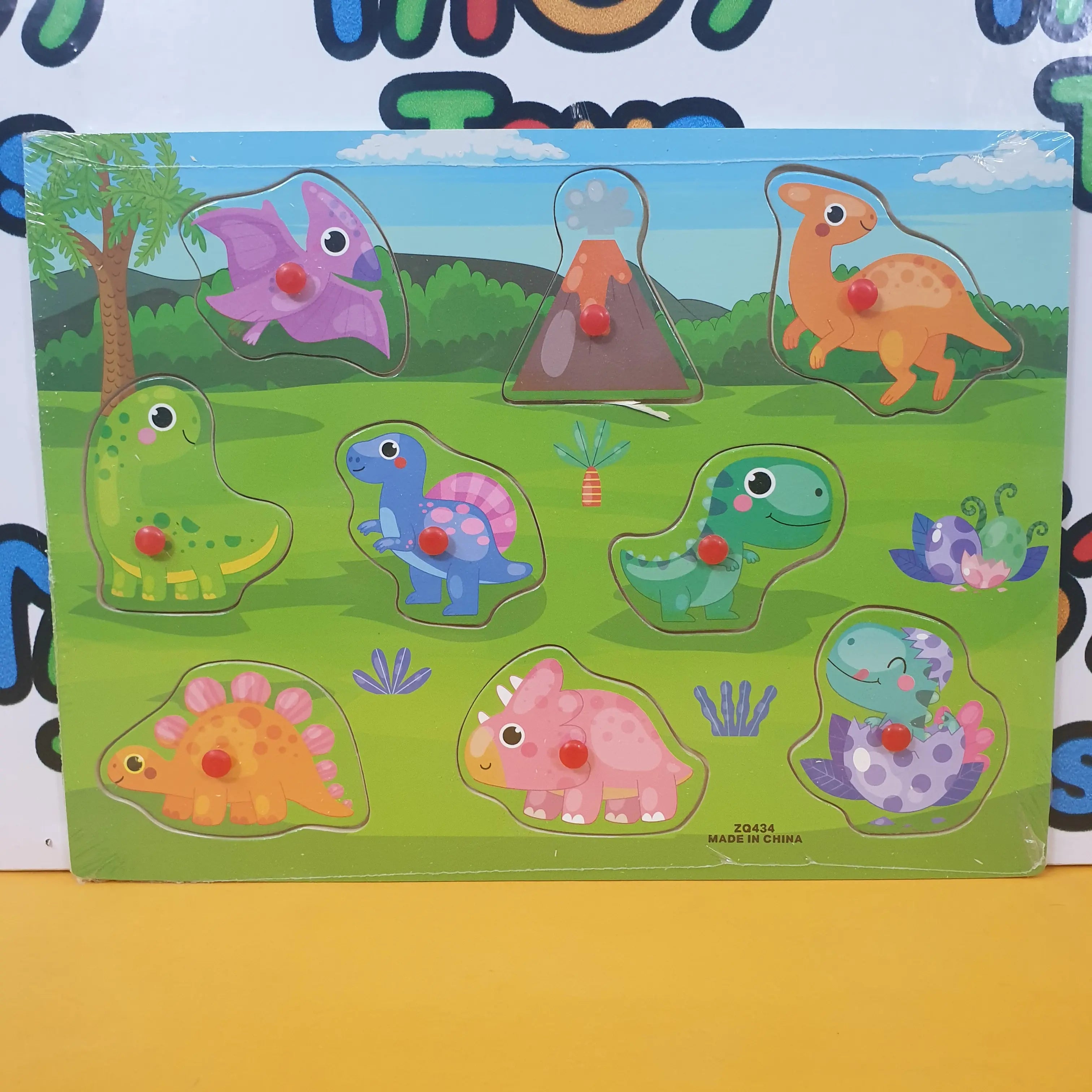 Wooden Dinosaurs Peg Puzzle Pin Board