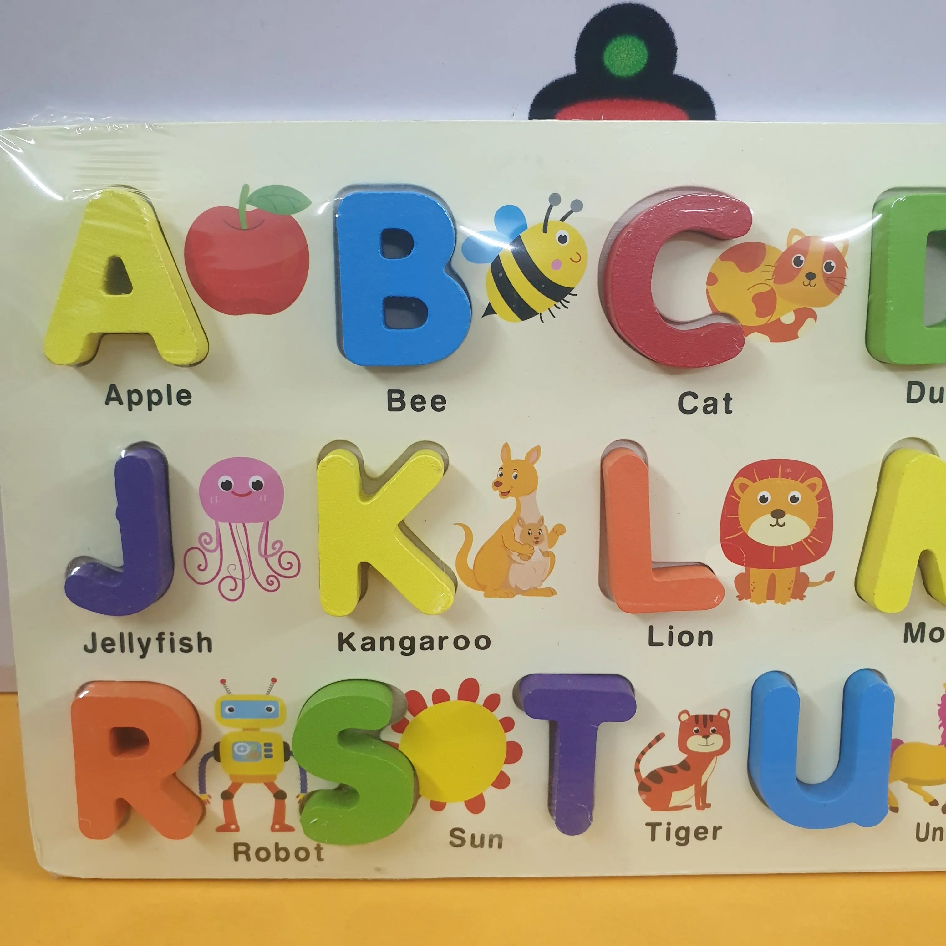 Wooden Rectangle 3d Multicolor Capital Alphabets Sorting Board