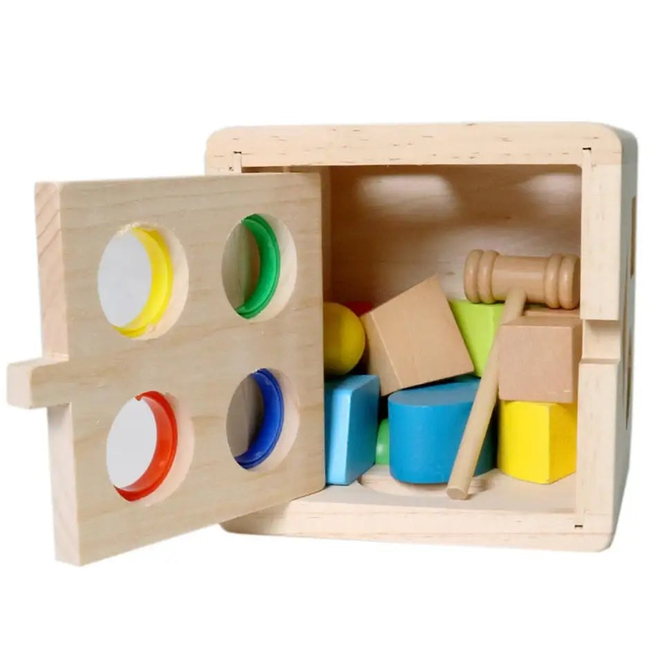 Wooden Intelligence Shapes Sorting Box With Hammer Pounding