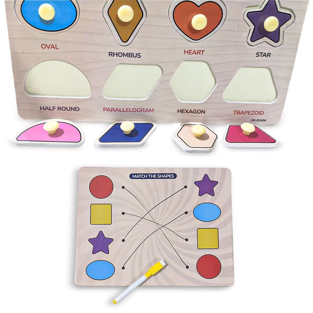 12 Geometric Shapes 2in1 Sorting Knob Board With Matching Activity