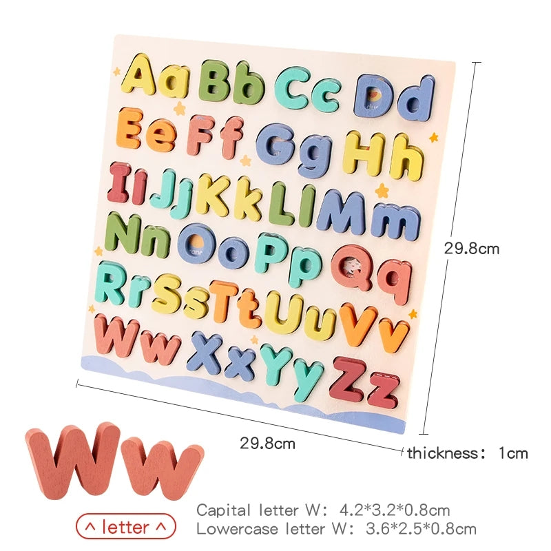 Wooden 3D Multicolor Alphabets Set Sorting Board