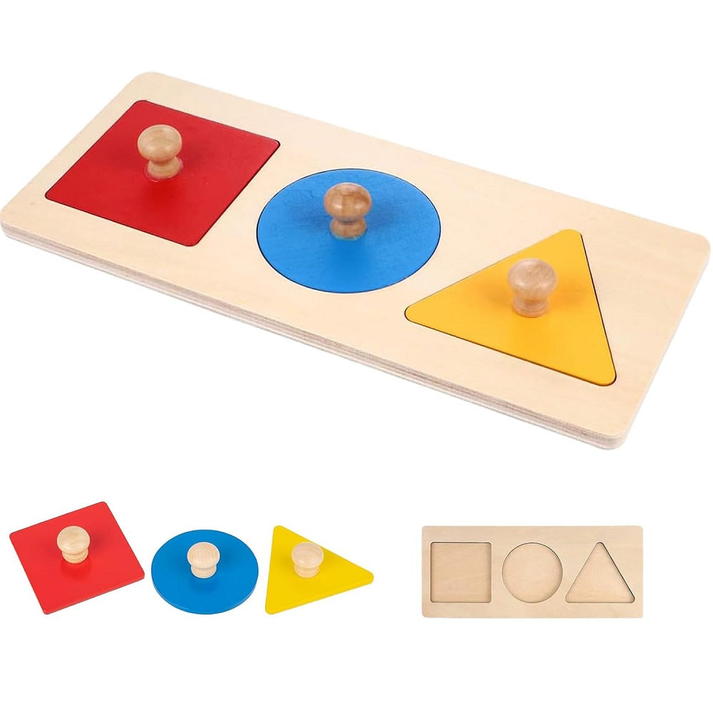 Montessori Inspired Wooden Geometric Shapes Sorting Knob Board