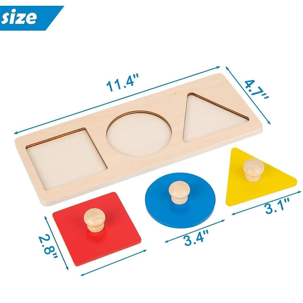 Montessori Inspired Wooden Geometric Shapes Sorting Knob Board