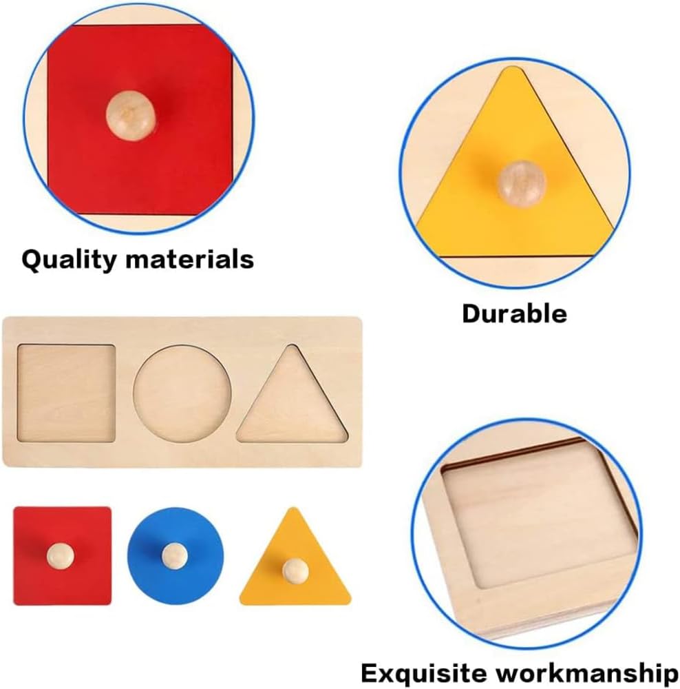 Montessori Inspired Wooden Geometric Shapes Sorting Knob Board