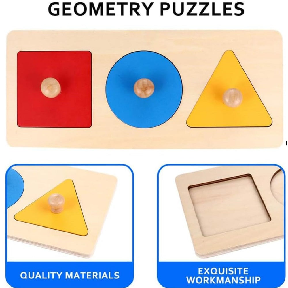 Montessori Inspired Wooden Geometric Shapes Sorting Knob Board