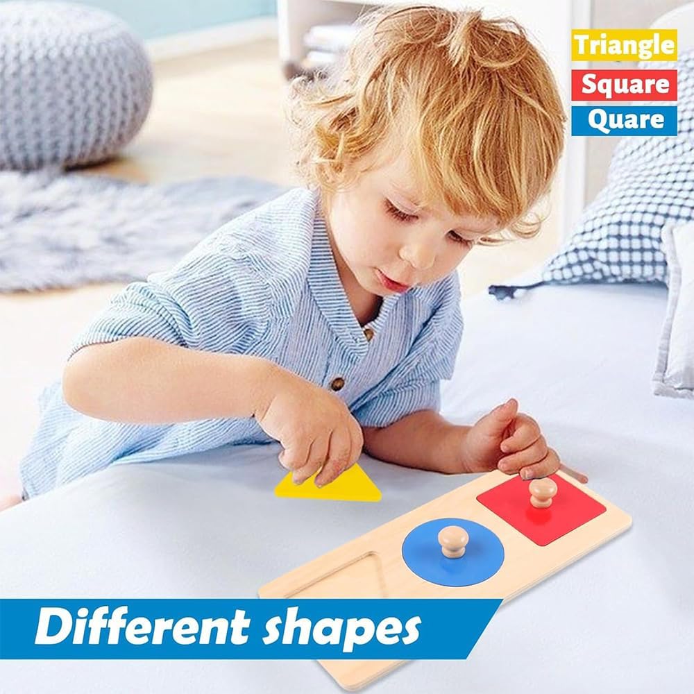 Montessori Inspired Wooden Geometric Shapes Sorting Knob Board