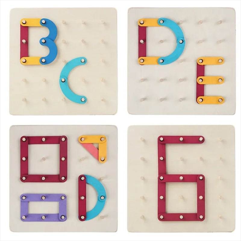 Wooden Montessori Puzzle Nail Puzzle Board