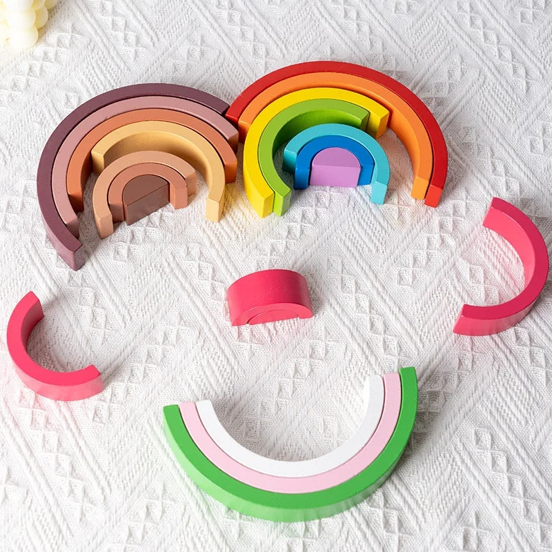 Wooden Montessori Arch Bridge Rainbow Building Blocks