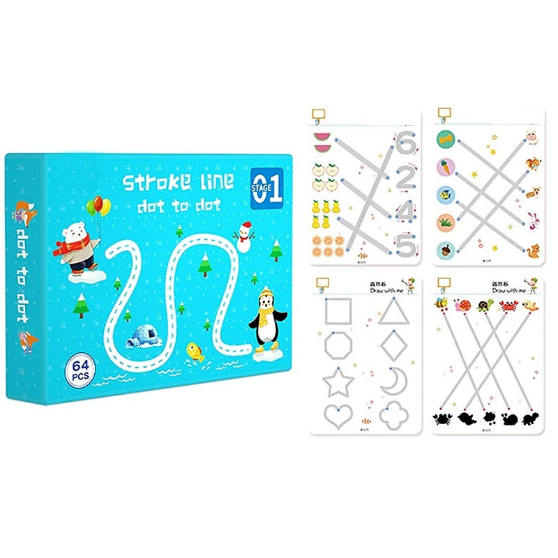 Reusable Stroke Line Dot To Dot Tracing Book-64 Pages