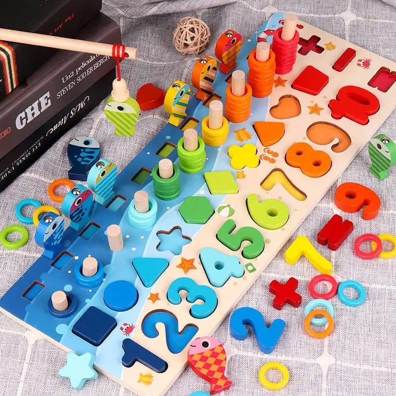 Wooden Logarithm 6in1 Activity Montessori Busy Board