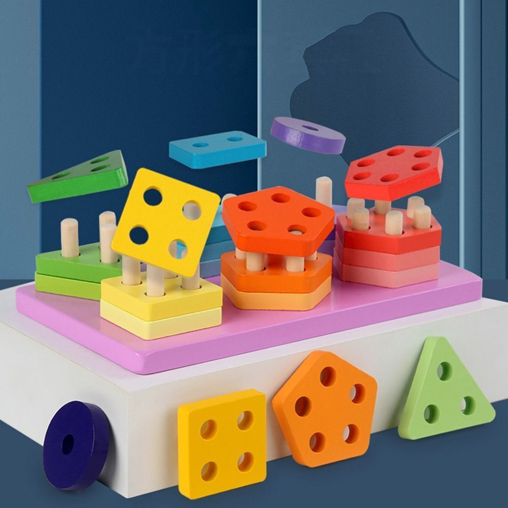 Wooden Geometric Montessori Shapes Sorter Set Of 6