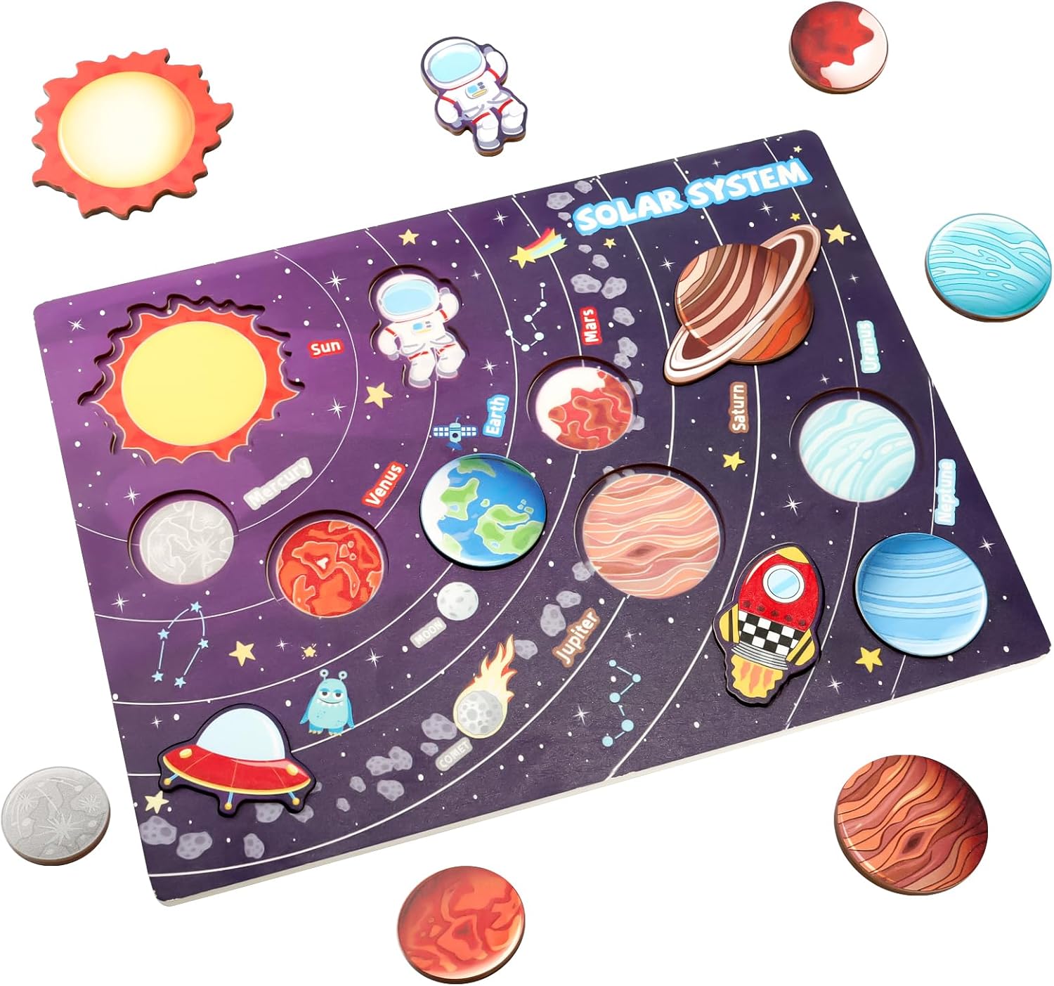 Wooden 3D Solar System Puzzle Sorting Board – MGT Toys
