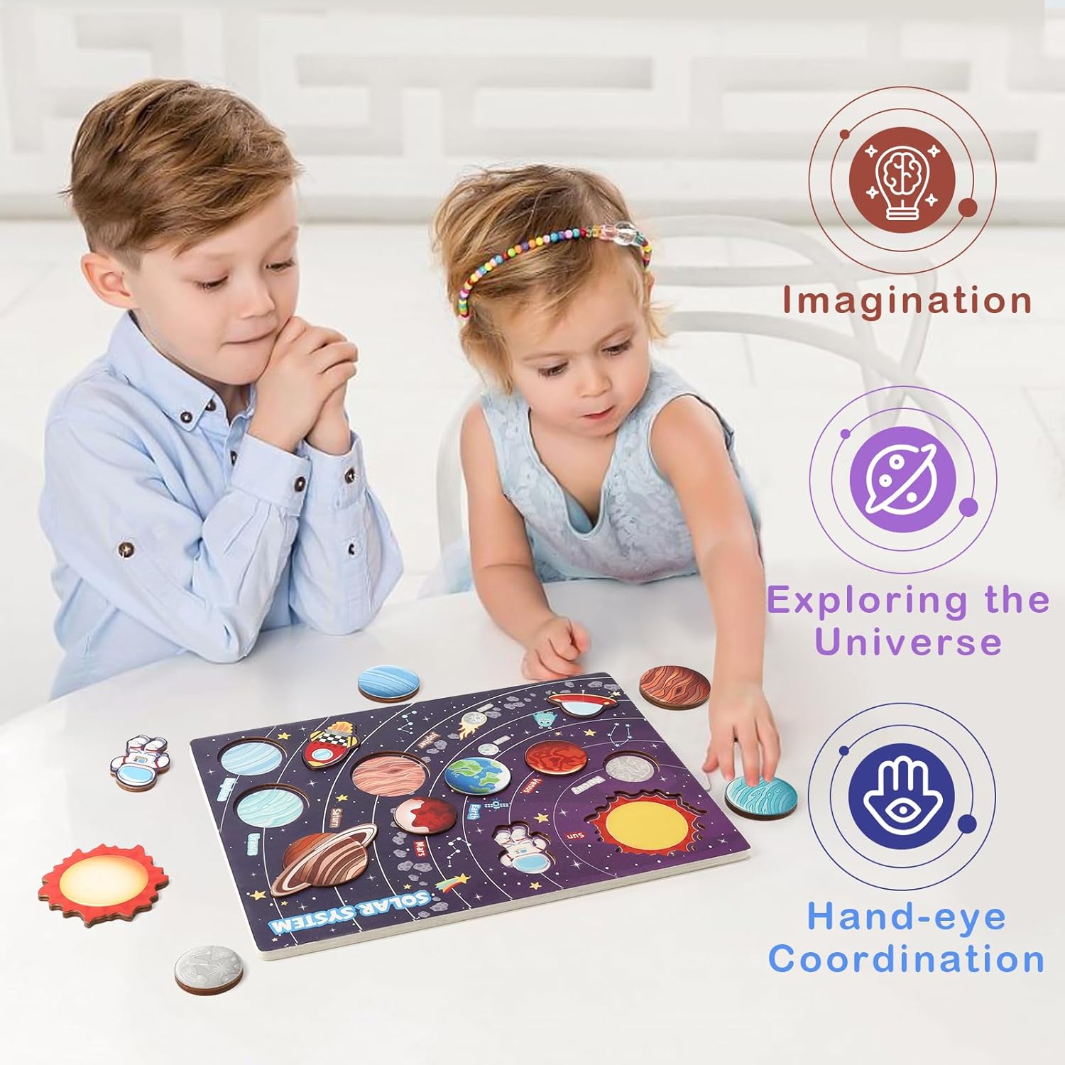 Wooden 3D Solar System Puzzle Sorting Board – MGT Toys