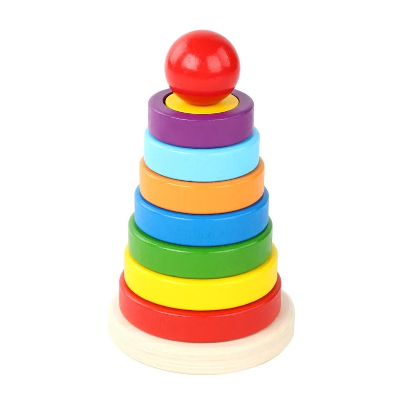 Wooden Montessori Cognitive Shape Matching Stacking Tower