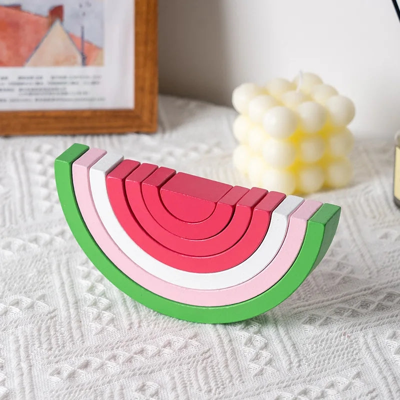 Wooden Montessori Arch Bridge Rainbow Building Blocks