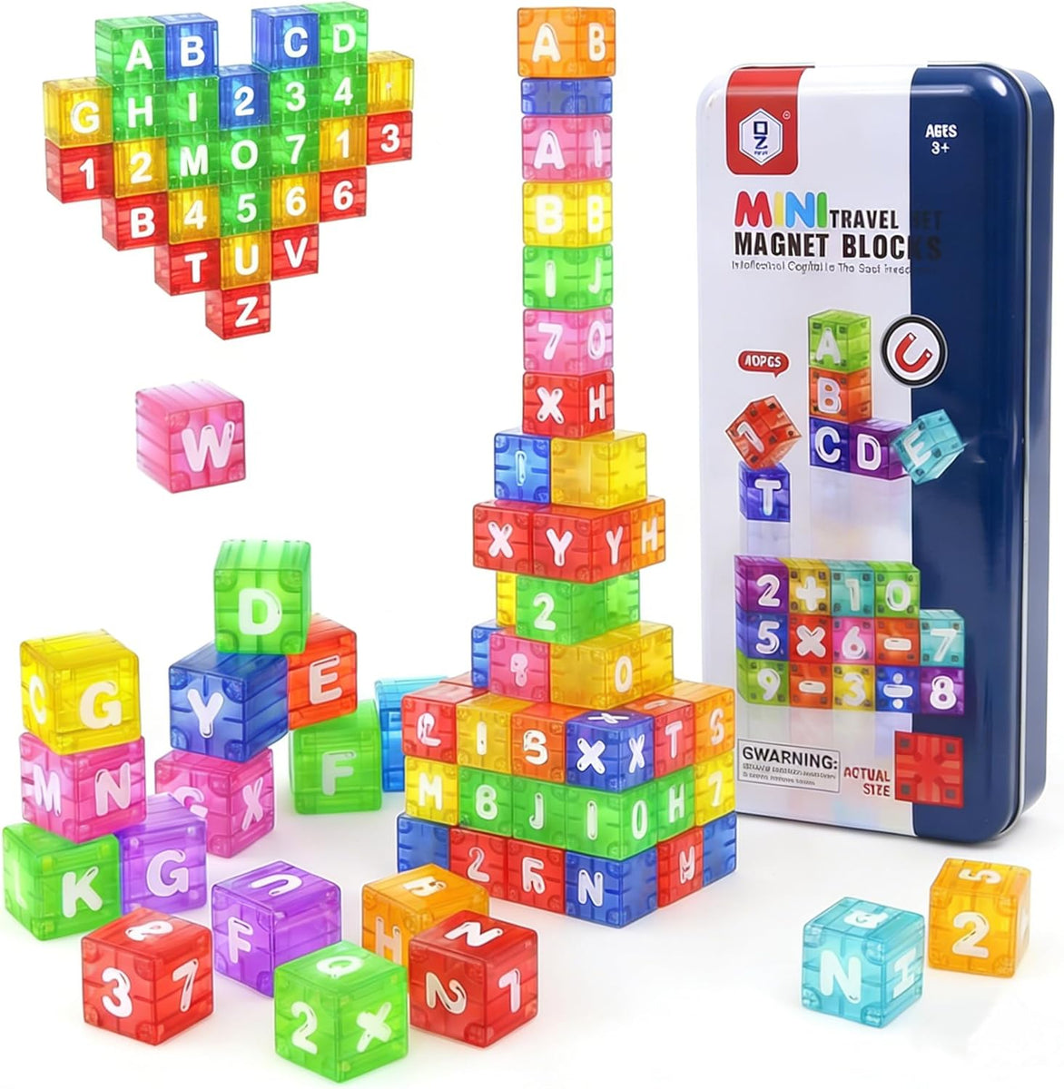 Magnetic Alphabet & Numbers Cubes Blocks 40 pcs – MGT Toys