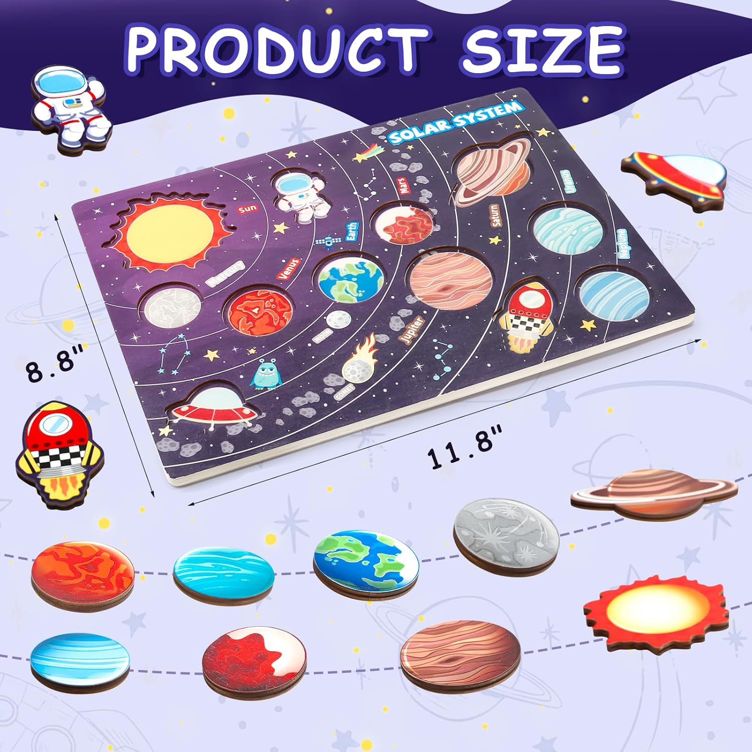 Wooden 3D Solar System Puzzle Sorting Board – MGT Toys