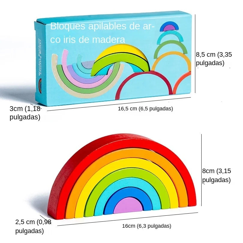 Wooden Montessori Arch Bridge Rainbow Building Blocks